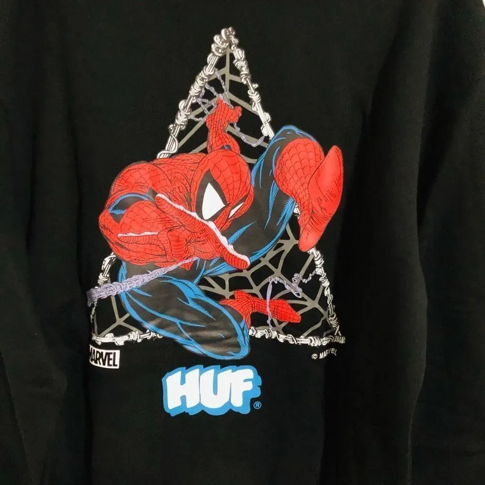 HUF Marvel Men's Spider Man Black Hoodie Sweatshirt Size Small NWT‎